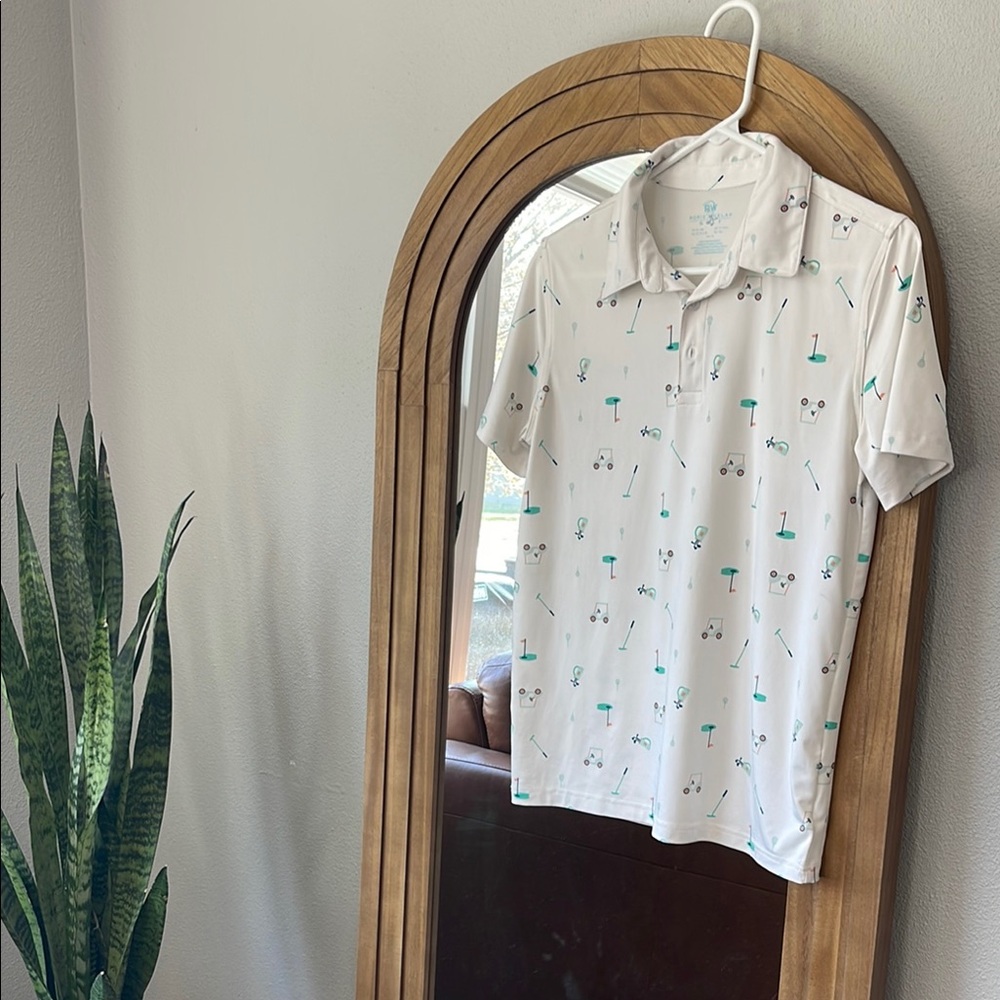White and Green Boys Youth Golf Polo